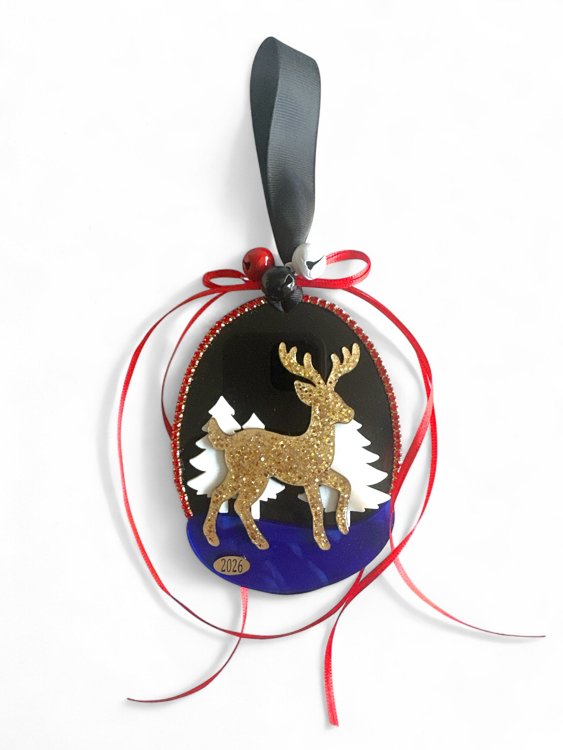 Γούρι 2026 plexiglass με ελαφάκι και δέντρα – Christmas Fairytale Χονδρική So Cute by Dimi