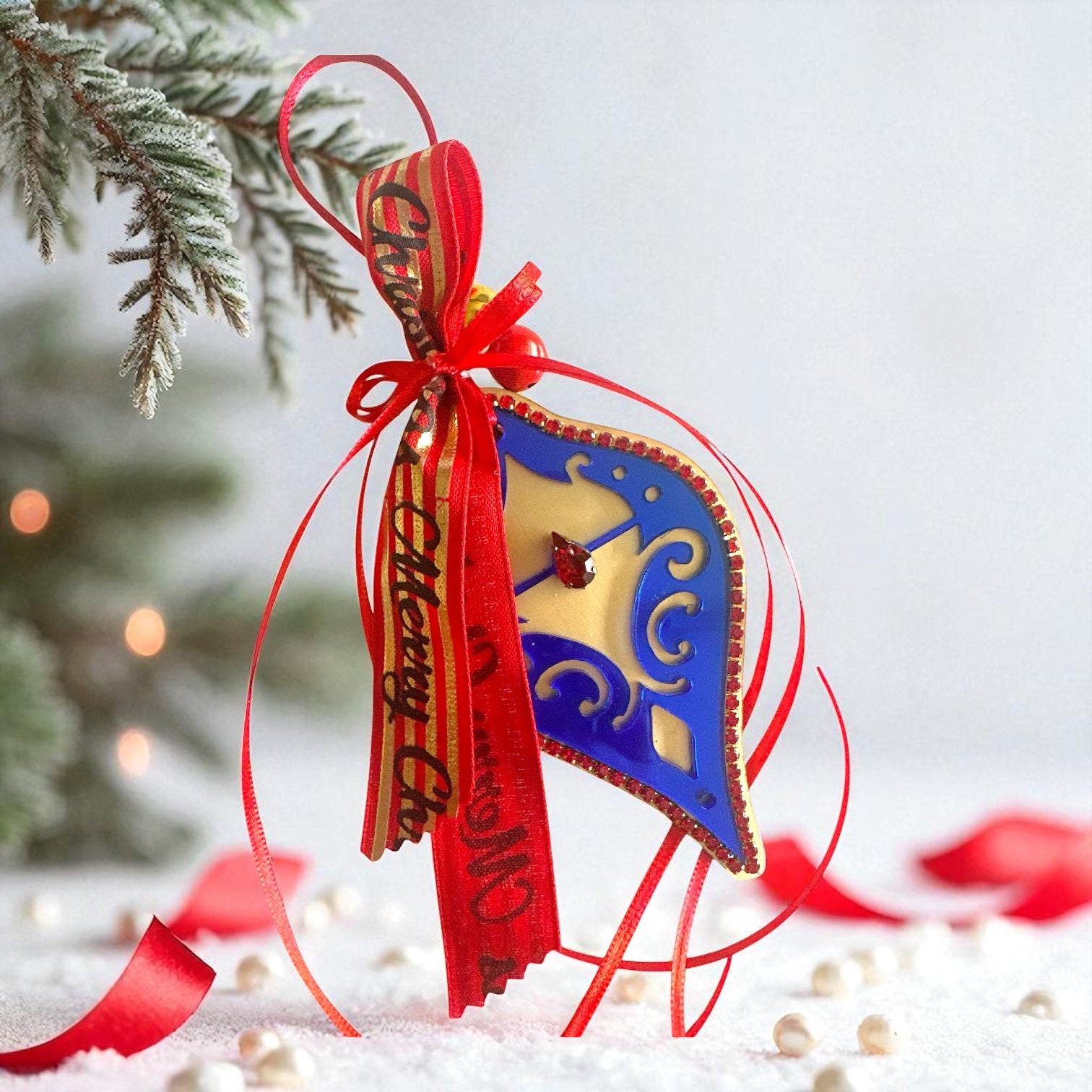 Γούρι 2026 Fairytale Ornament plexiglass με κρύσταλλο και κόκκινες κορδέλες – Χονδρική So Cute by Dimi