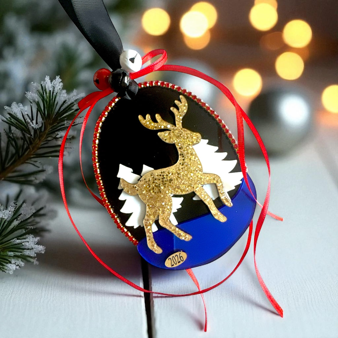 Γούρι 2026 plexiglass με ελαφάκι και δέντρα – Christmas Fairytale Χονδρική So Cute by Dimi