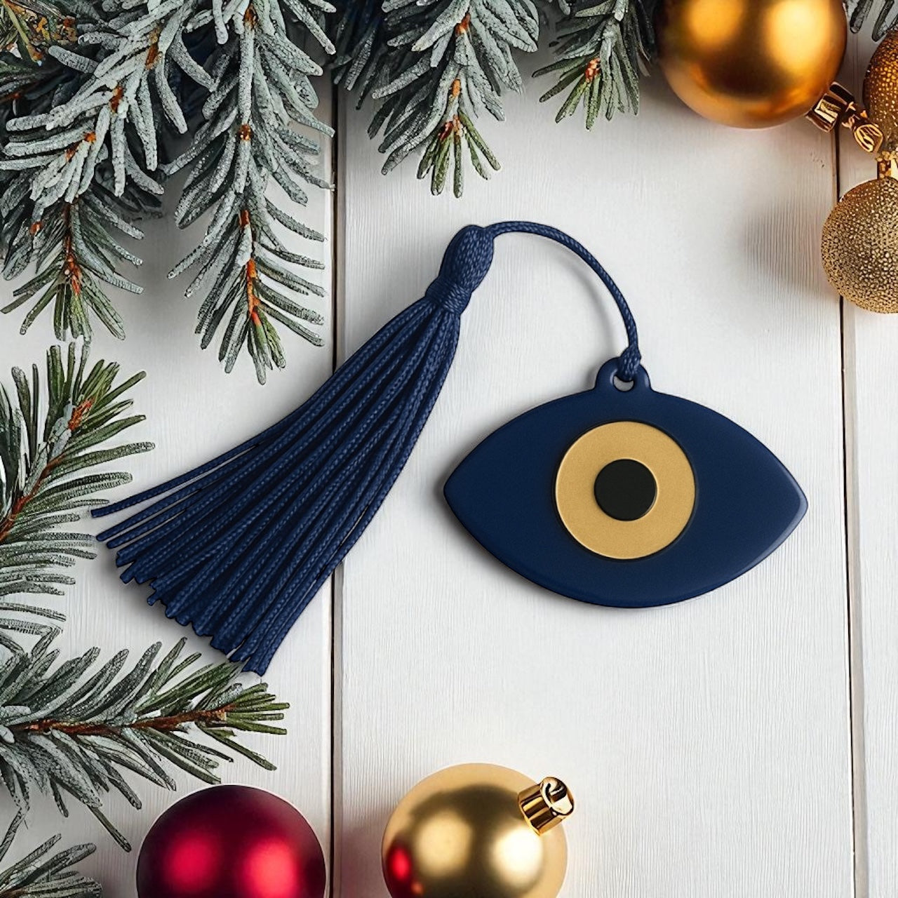 Χονδρική – Γούρι μάτι με φούντα σε κόκκινο, λευκό & μπλε – So Cute by Dimi