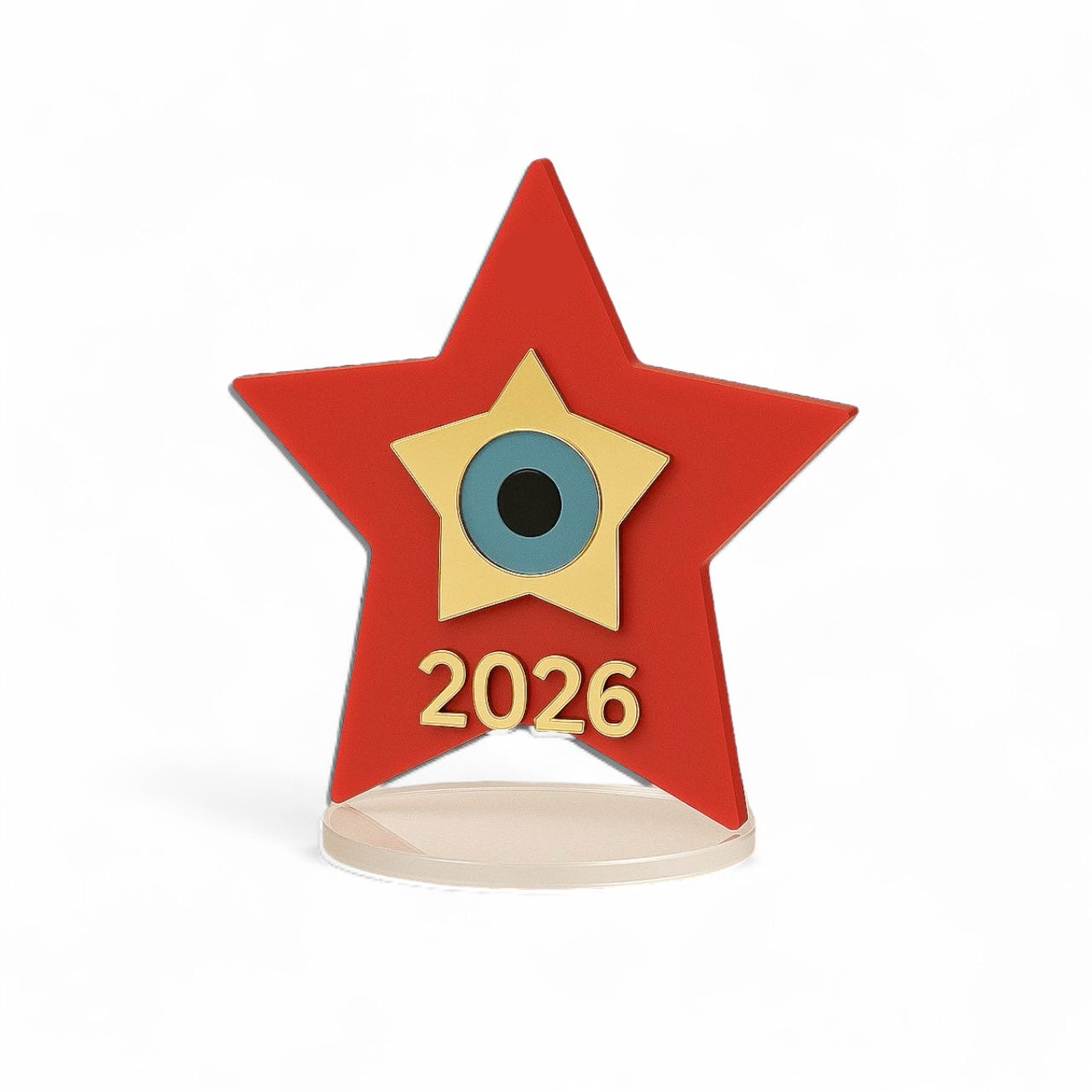 Επιτραπέζιο γούρι plexiglass αστέρι με μάτι και χάραξη – Χριστουγεννιάτικα γούρια χονδρική So Cute by Dimi