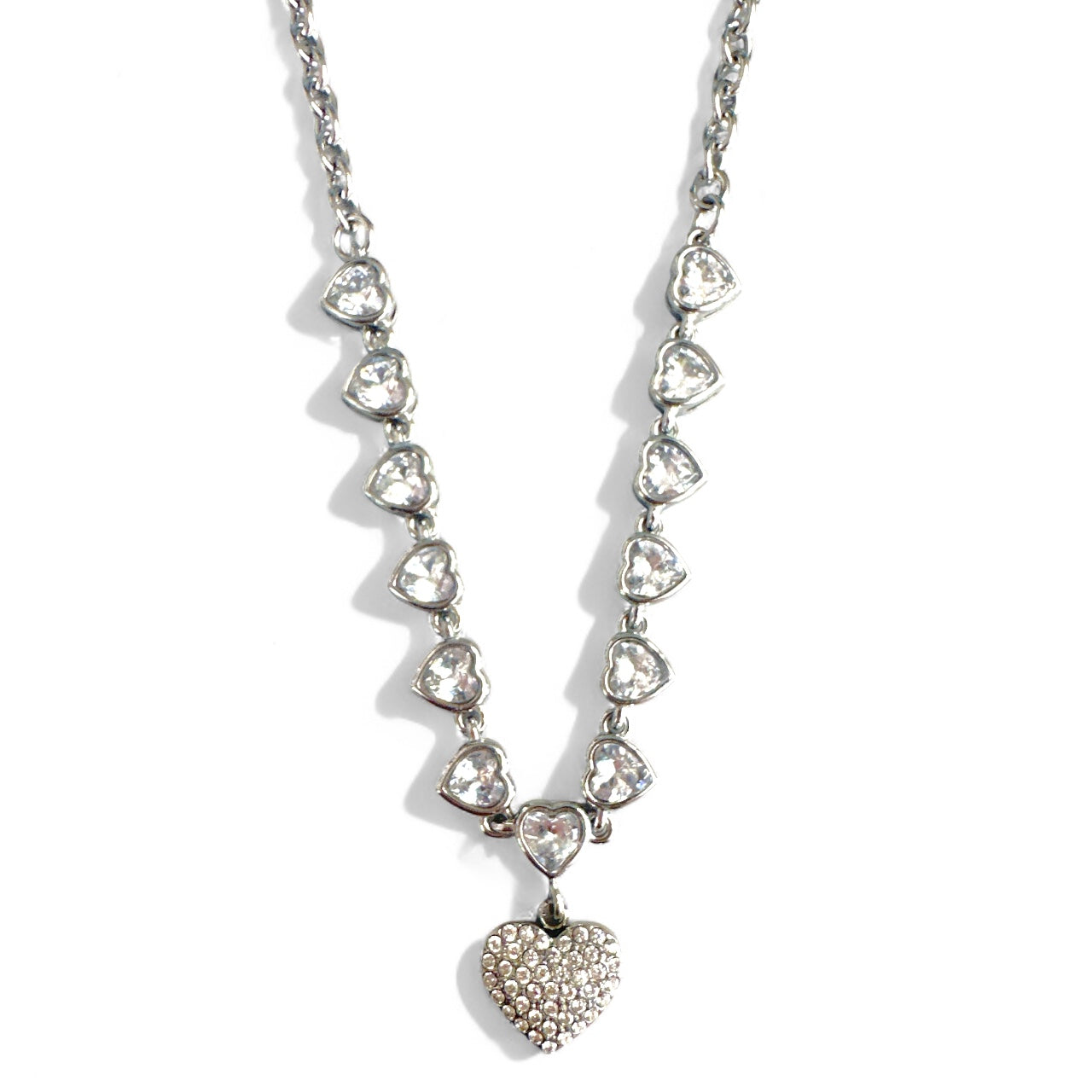 Ατσάλινο κολιέ Heart Glow με ζιργκόν καρδιές σε χρυσό και ασημί – Χονδρική So Cute by Dimi