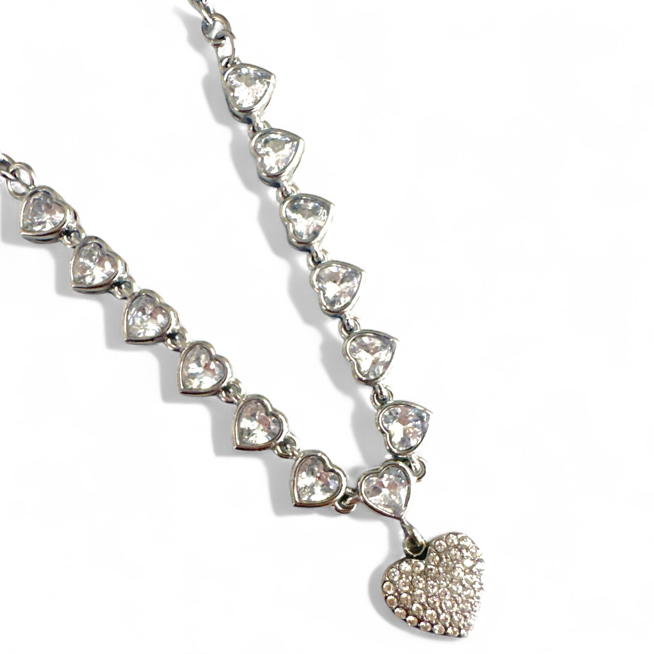 Ατσάλινο κολιέ Heart Glow με ζιργκόν καρδιές σε χρυσό και ασημί – Χονδρική So Cute by Dimi