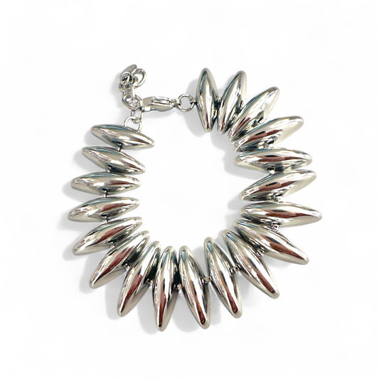 Βραχιόλι χονδρικής Steel Shine με οβάλ χάντρες σε ασημί So Cute by Dimi