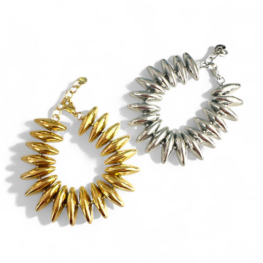 Βραχιόλι χονδρικής Steel Shine με οβάλ χάντρες σε χρυσό και ασημί So Cute by Dimi