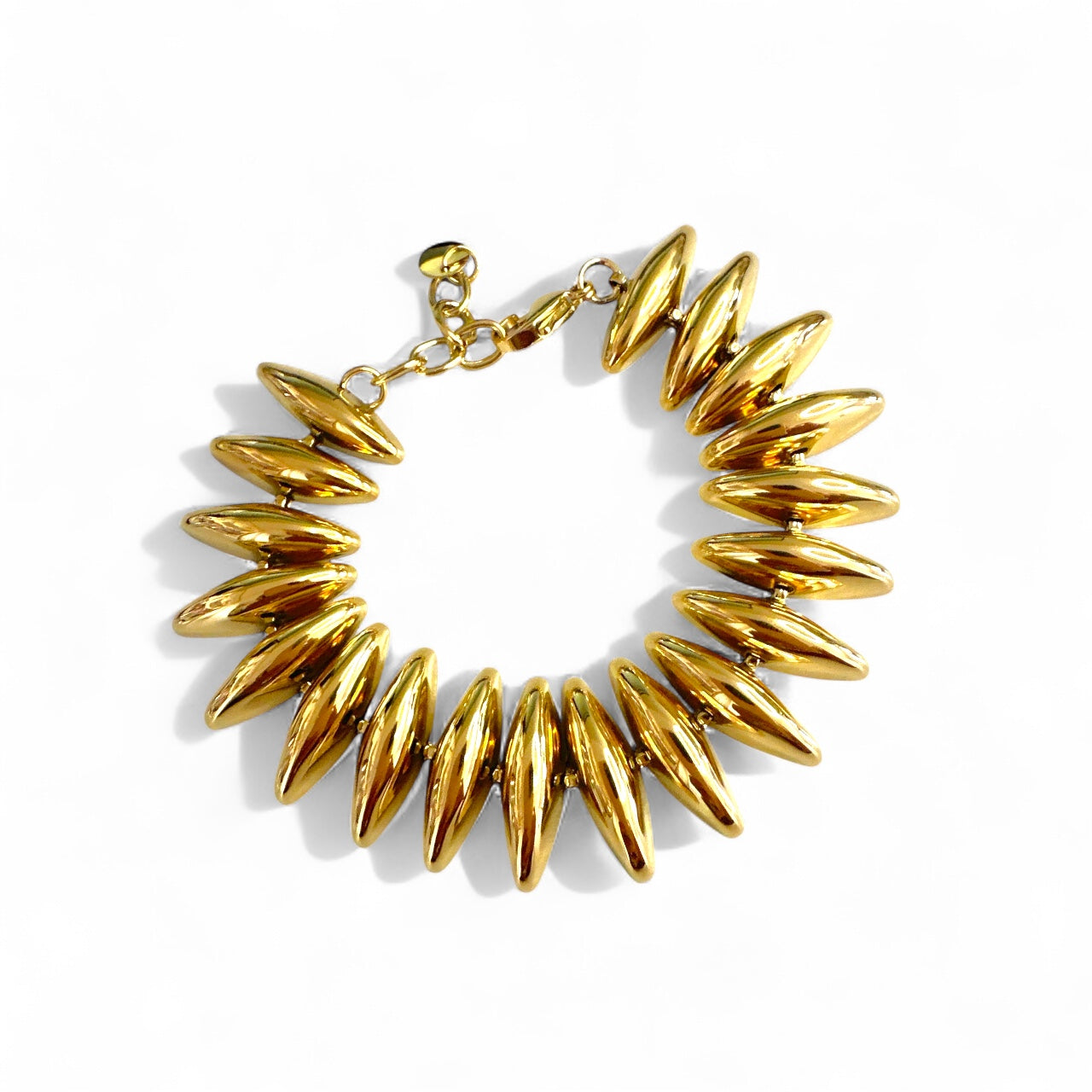 Βραχιόλι χονδρικής Steel Shine με οβάλ χάντρες σε χρυσό  So Cute by Dimi