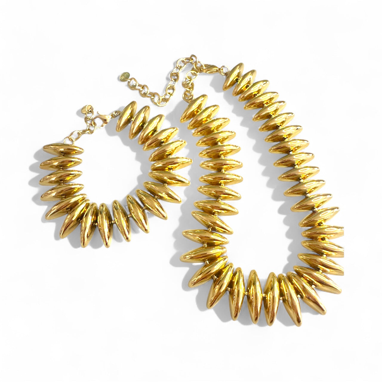 Ατσάλινο  τσόκερ και βραχιόλι με οβάλ χάντρες 32+12 εκ. – So Cute by Dimi