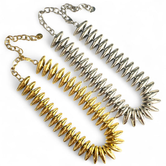 Ατσάλινο  τσόκερ με οβάλ χάντρες 32+12 εκ. – So Cute by Dimi