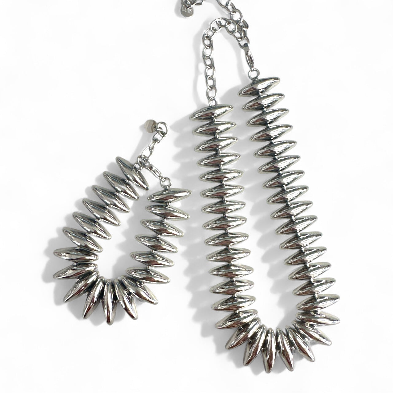 Ατσάλινο  τσόκερ και βραχιόλι με οβάλ χάντρες 32+12 εκ. – So Cute by Dimi