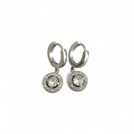 Mini Celeste Earrings – Χονδρική ατσάλινα σκουλαρίκια με κρικάκι & ζιργκόν σε ασημί | So Cute by Dimi Wholesale
