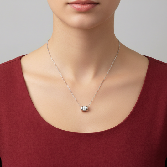 Κολιέ από ανοξείδωτο ατσάλι με κυλινδρικό μοτίφ και ζιργκόν σε χρυσό και ασημί – So Cute Wholesale