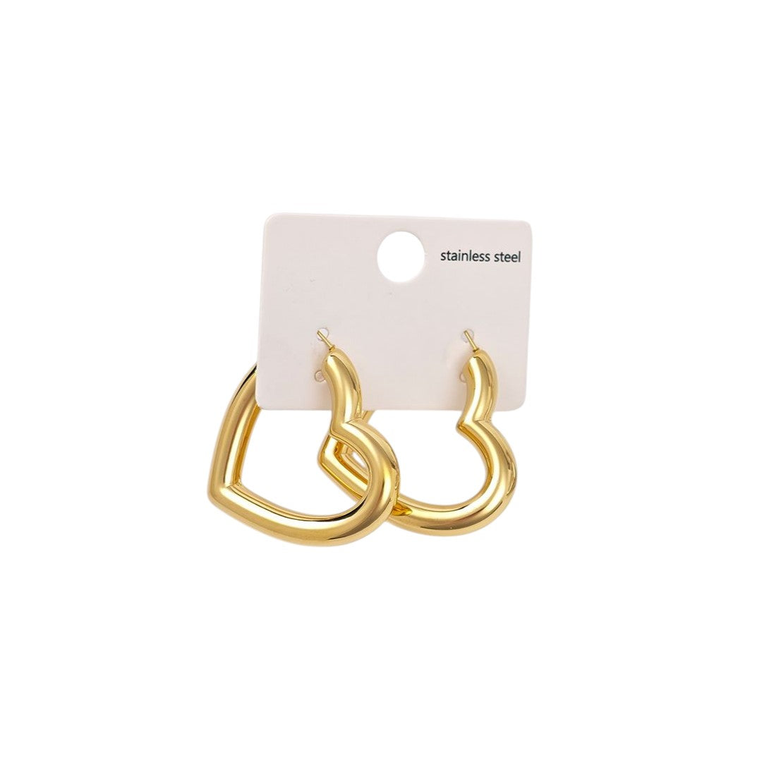 Stainless steel heart-shape hoops σε χρυσό και ασημί – wholesale earrings So Cute by Dimi