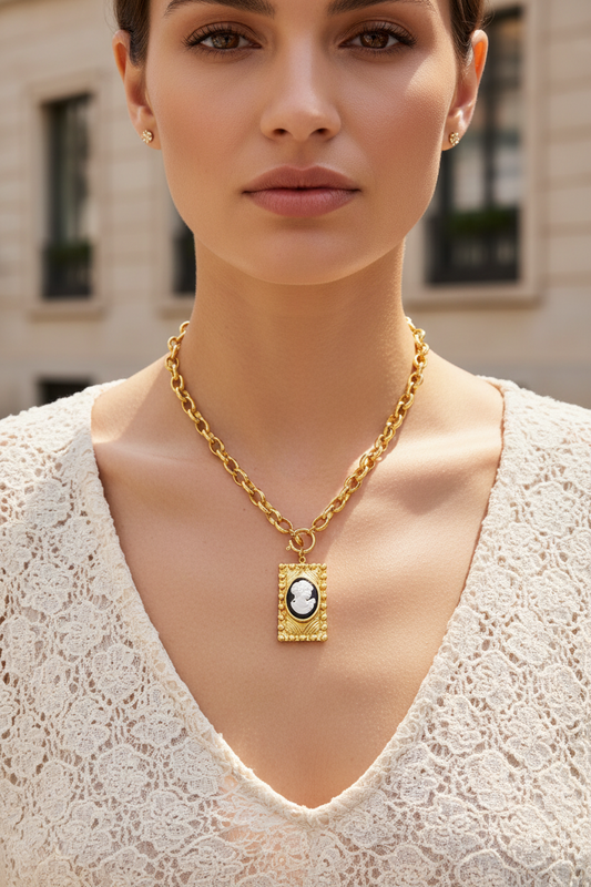 ⚡🚚 YOLO Cameo Necklace – Stainless Steel Statement Necklace