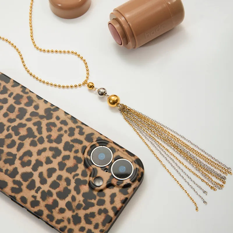 Statement ατσάλινο κολιέ με χρυσή αλυσίδα και φούντα από λεπτές αλυσίδες – So Cute by Dimi Wholesale