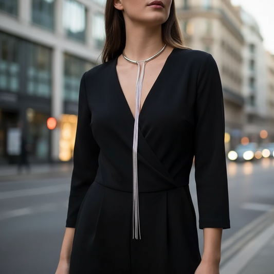 Elan Collar Necklace – Statement Κολάρο με Μακριές Αλυσίδες σε Χρυσό ή Ασημί | So Cute by Dimi