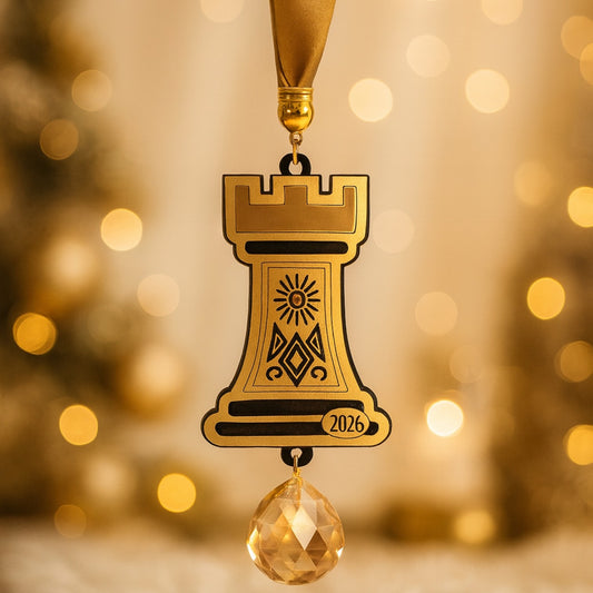 🤍✨ Κρεμαστό Γούρι 2026 Πύργος – Συλλογή CHESS BOLD | Plexiglass με Κρυστάλλινη Μπάλα