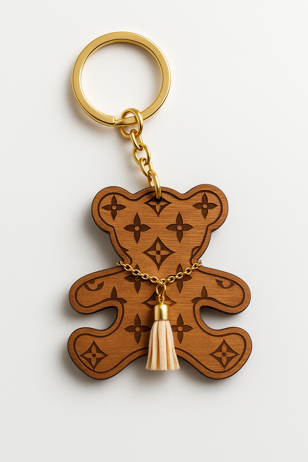 Premium ξύλινο μπρελόκ αρκουδάκι με χαραγμένα σχέδια – So Cute by Dimi Wholesale