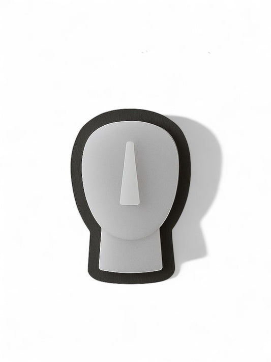 Μαγνητάκι χονδρικής σε σχήμα κυκλαδικού ειδωλίου, λευκό με γκρι περίγραμμα από πλεξιγκλάς