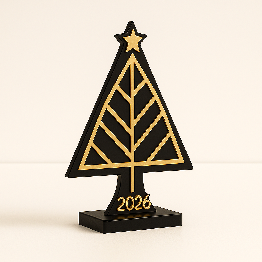 Plexiglass γούρι δέντρο 2026 μαύρο & χρυσό – So Cute by Dimi Wholesale