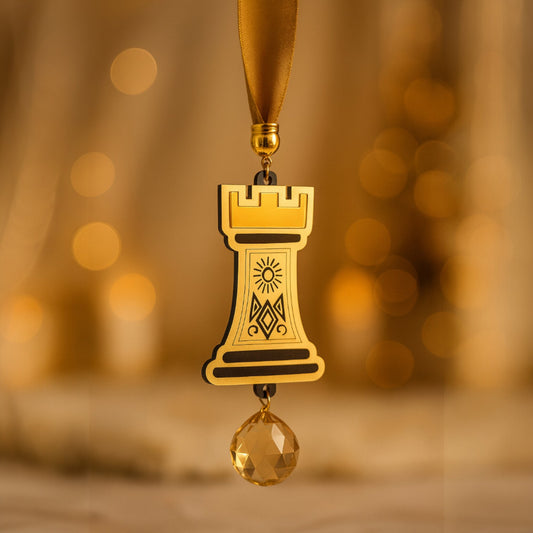 🤍✨ Κρεμαστό Γούρι 2026 Πύργος – Συλλογή CHESS BOLD | Plexiglass με Κρυστάλλινη Μπάλα