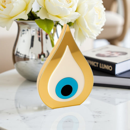 Χειροποίητο γούρι μάτι από πλεξιγκλάς καθρέφτη σε χρυσό – Χονδρική So Cute by Dimi