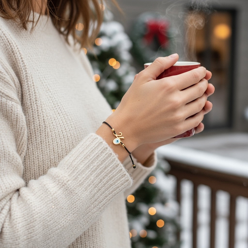 Χειροποίητο βραχιόλι γούρι 2026 με ματάκι και κορδόνι σε πολλά χρώματα – So Cute by Dimi Wholesale