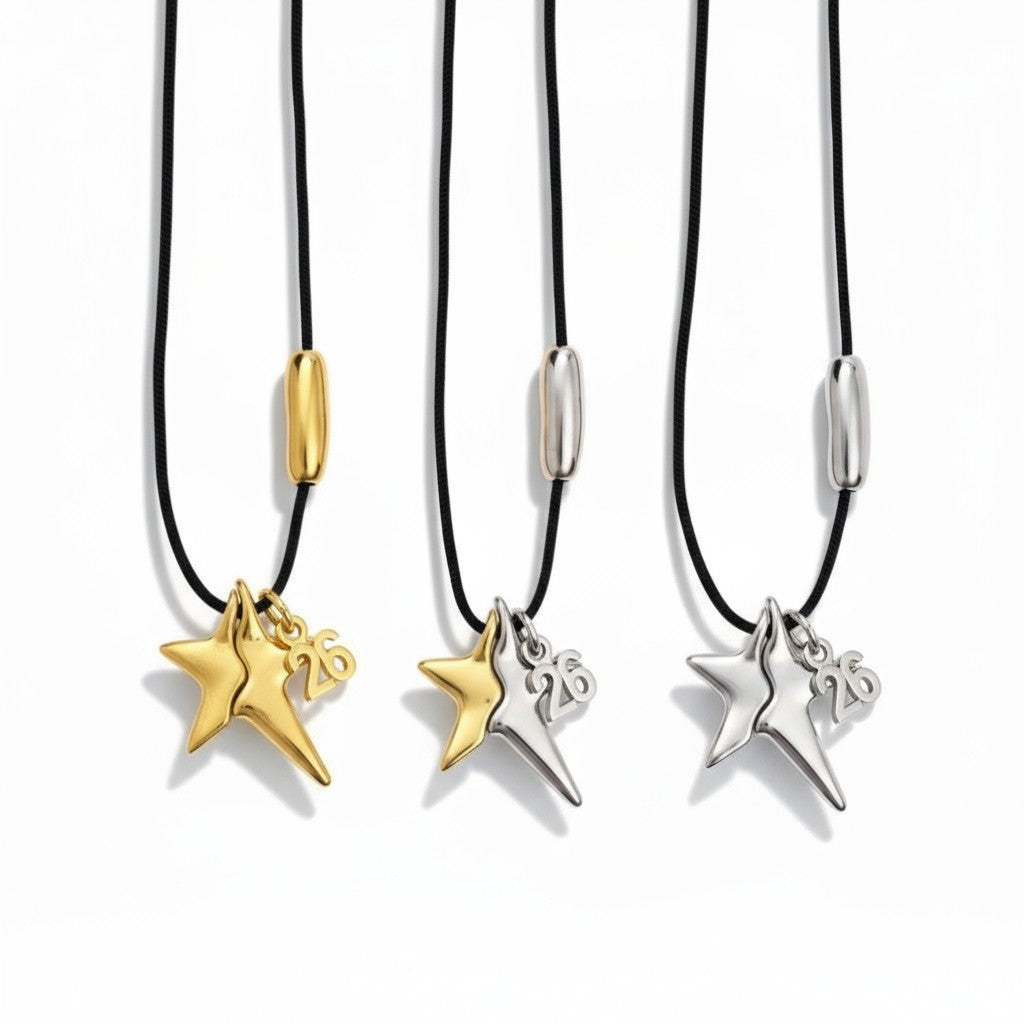 🌟 Ατσάλινο Κολιέ Γούρι “Starry Charm”