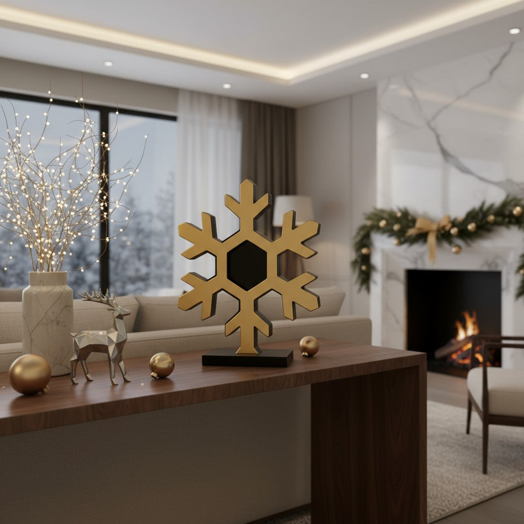 Plexiglass γούρι Νιφάδα 2026 μαύρο & χρυσό – So Cute by Dimi Wholesale