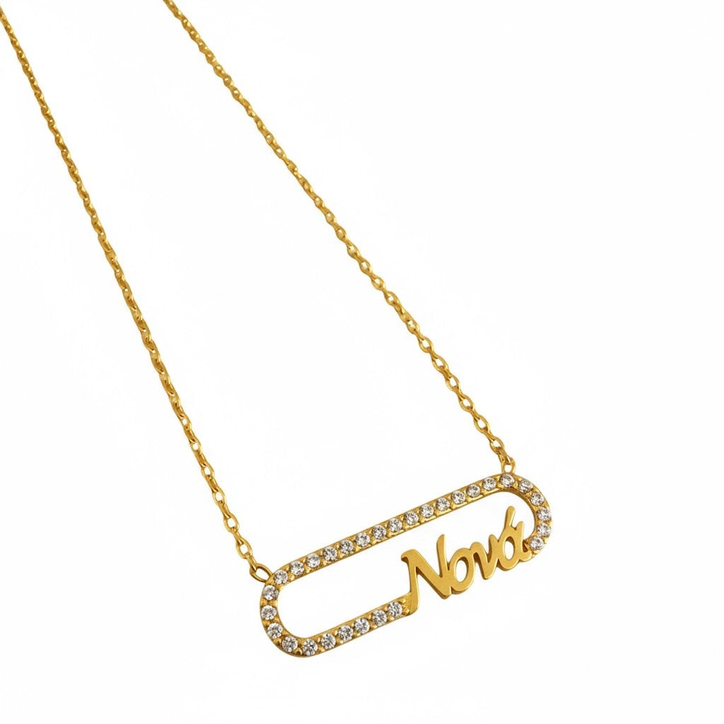 Ατσάλινο κολιέ “Νονά” με ζιργκόν σε χρυσό και ασημί – So Cute by Dimi