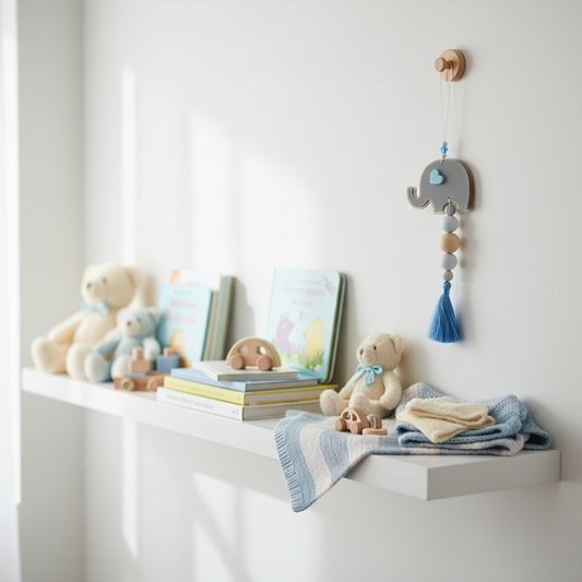 Handmade baby elephant charm for wholesale – wooden beads, pastel heart, tassel – So Cute by Dimi.