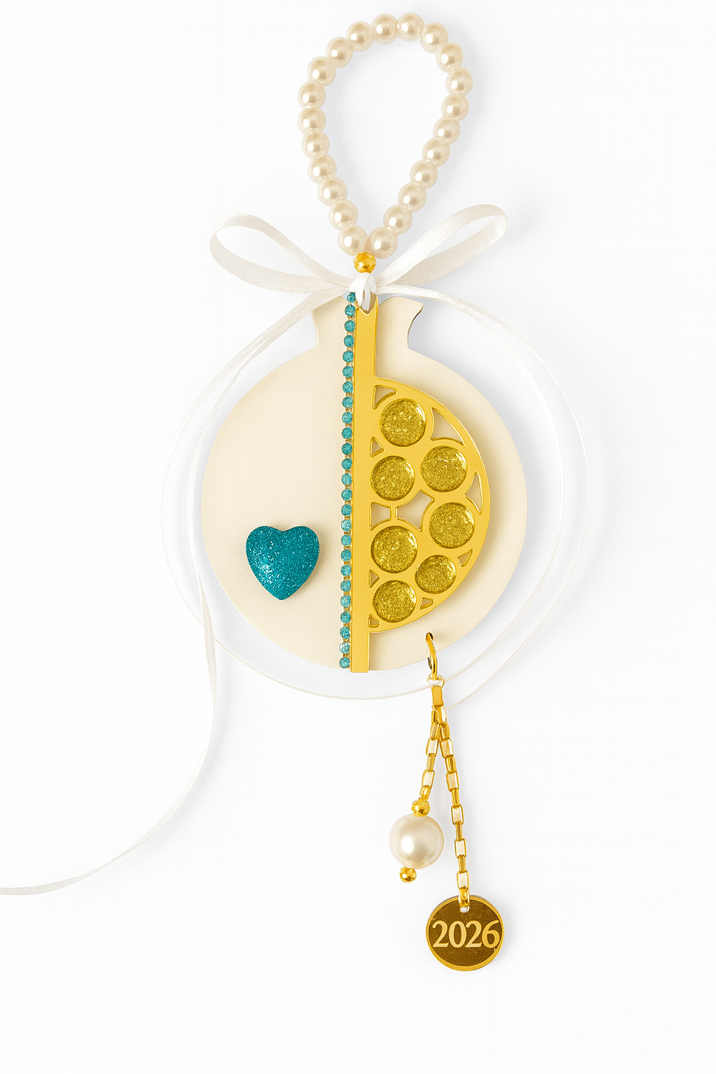 Χονδρική So Cute by Dimi, γούρι ρόδι από πλεξιγκλάς με στρας, καρδιά γκλίτερ και charm