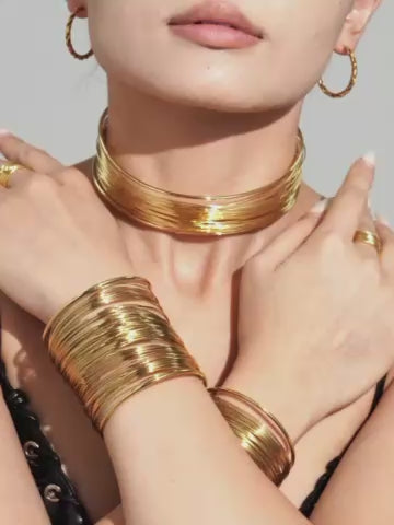 💎🕒 Athena – Ατσάλινο Statement Choker Multi-Wire