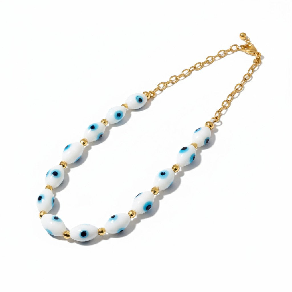 Χειροποίητο κολιέ με lampwork γυάλινες χάντρες μάτι – So Cute by Dimi Wholesale