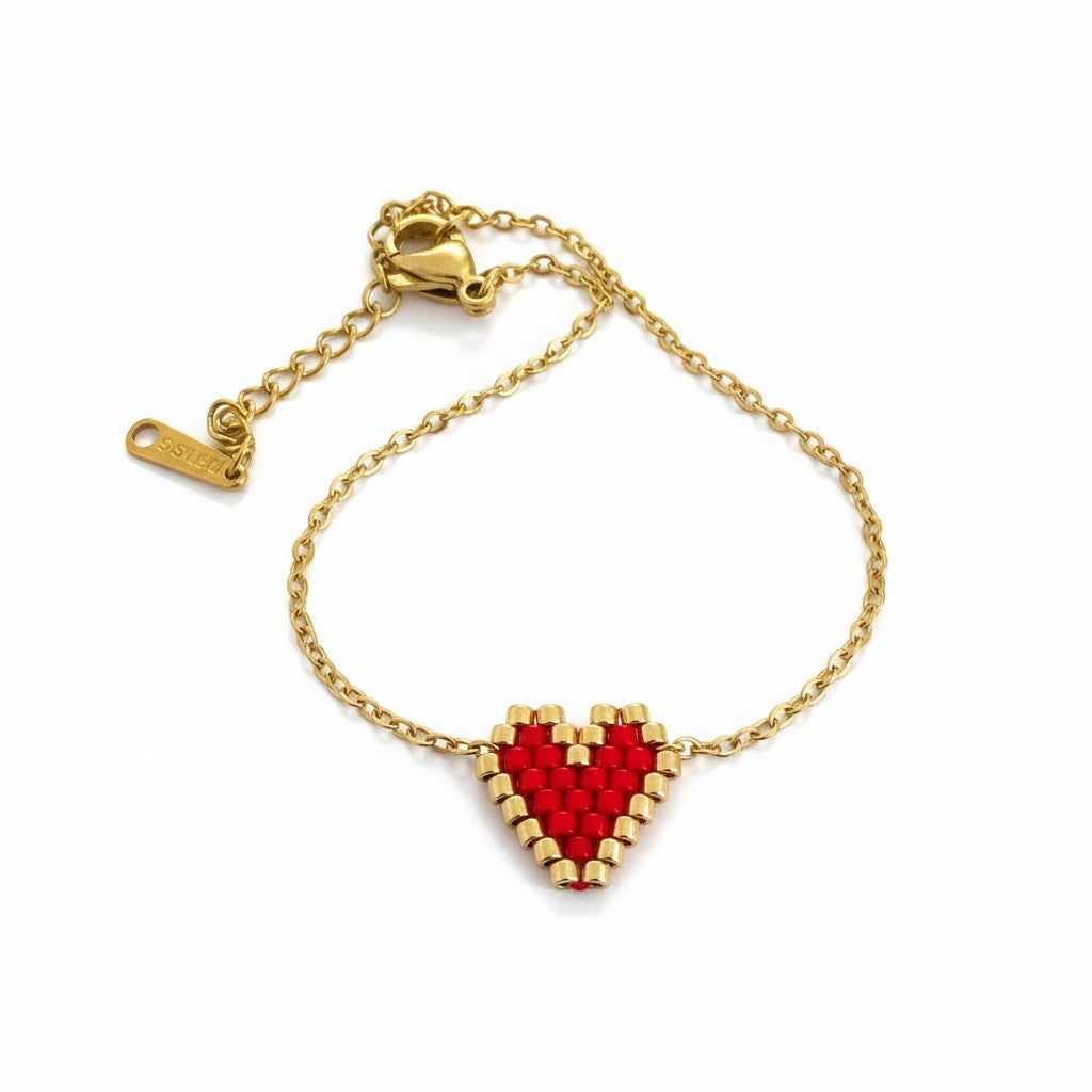 Βραχιόλι “Heartbit” – Miyuki Καρδιά σε κόκκινο ή μαύρο | So Cute by Dimi Wholesale