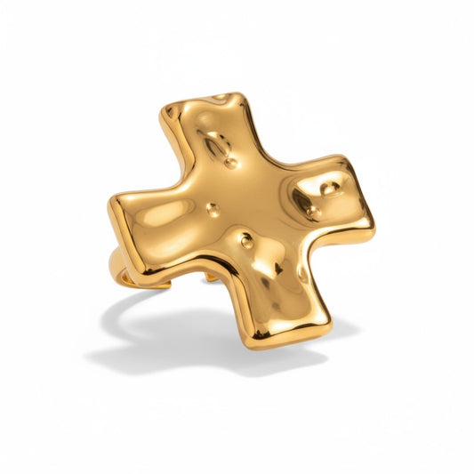 💎🕒 Gold Hammer Cross Ring