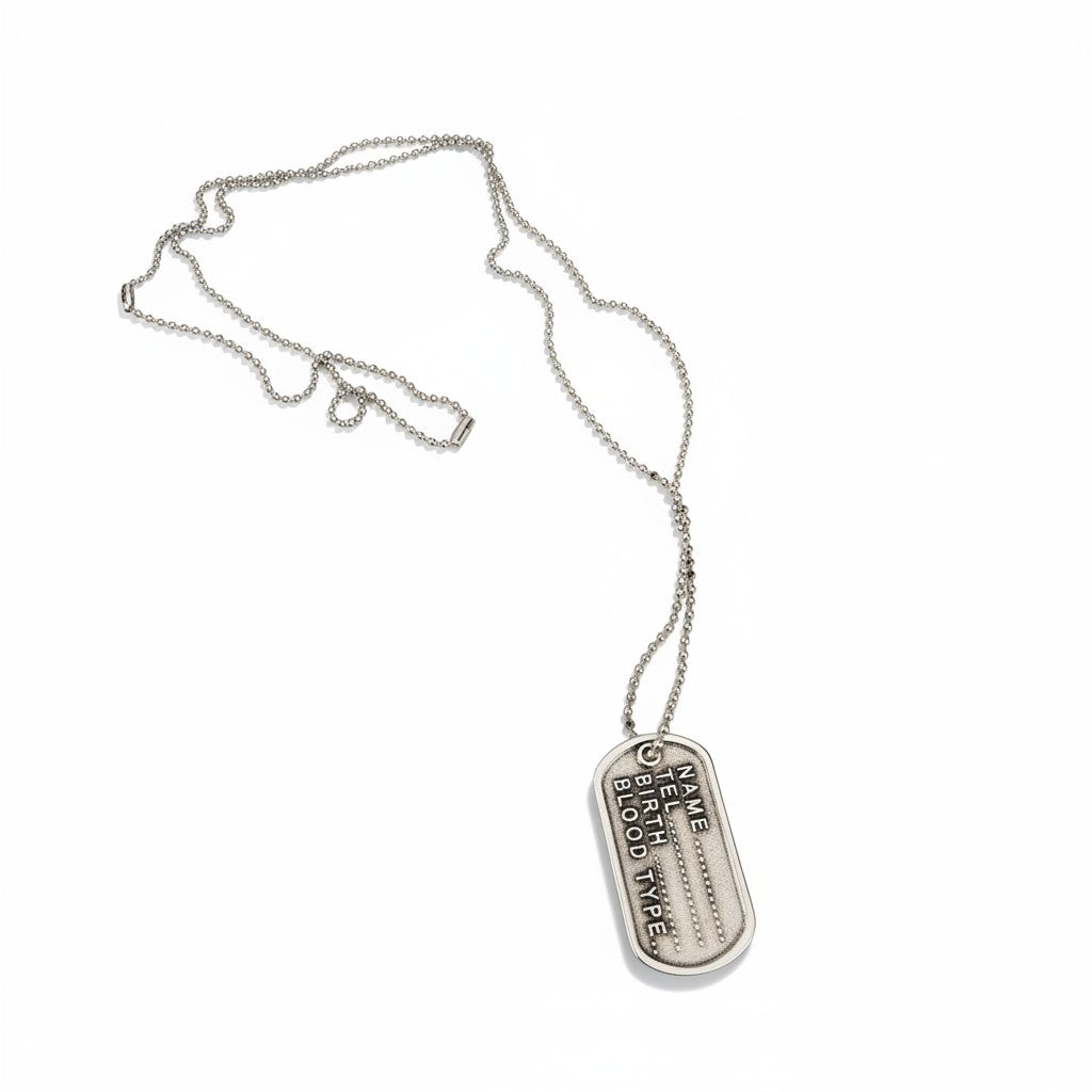 Handmade men’s stainless steel dog tag necklace 80cm – So Cute by Dimi