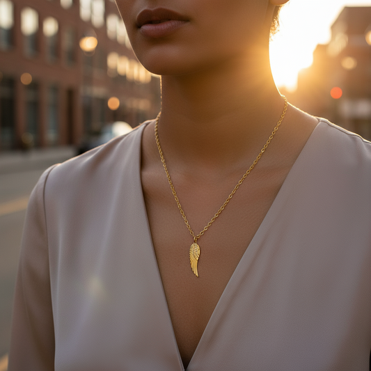Angel Wing Necklace – Ατσάλινο Κολιέ με Φτερό Αγγέλου | So Cute by Dimi Χονδρική