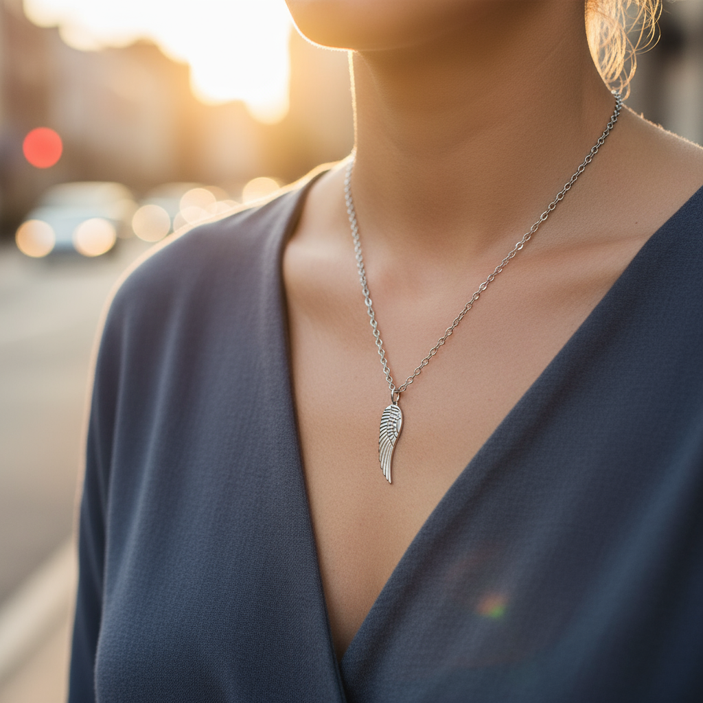 Angel Wing Necklace – Ατσάλινο Κολιέ με Φτερό Αγγέλου | So Cute by Dimi Χονδρική