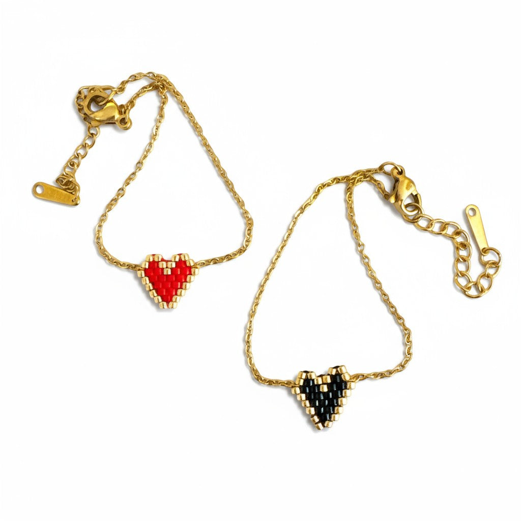 Βραχιόλι “Heartbit” – Miyuki Καρδιά σε κόκκινο ή μαύρο | So Cute by Dimi Wholesale