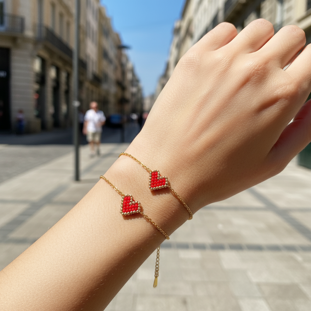 Βραχιόλι “Heartbit” – Miyuki Καρδιά σε κόκκινο ή μαύρο | So Cute by Dimi Wholesale