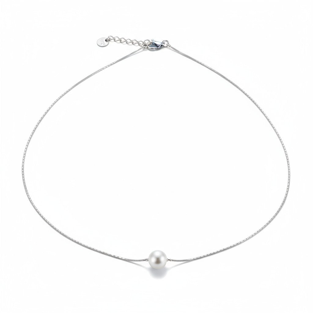 Ατσάλινο κολιέ με πέρλα 8mm σε χρυσό και ασημί – So Cute Wholesale