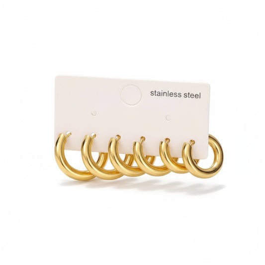 Σετ “Everyday Hoops” – Κρίκοι από ατσάλι σε χρυσό ή ασημί | So Cute by Dimi Wholesale