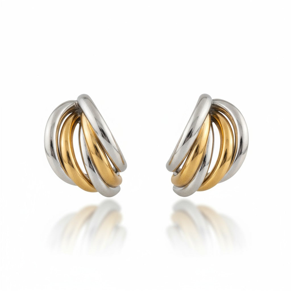 Ατσάλινα σκουλαρίκια Nova Hoops 2,5 εκ. σε χρυσό και δίχρωμο φινίρισμα So Cute by Dimi