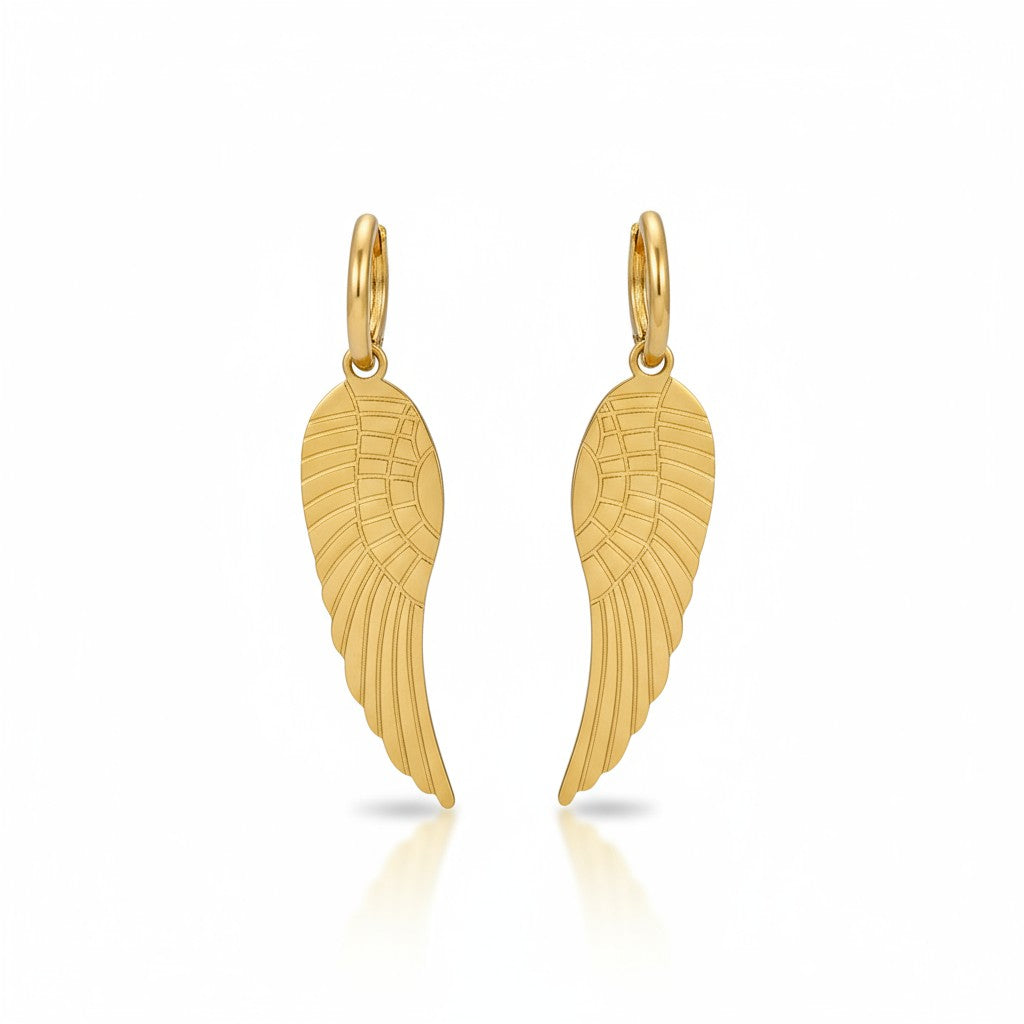 Angel Wing Earrings – Ατσάλινα Σκουλαρίκια με Φτερό Αγγέλου | So Cute by Dimi Χονδρική