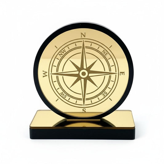 🤍✨ Επιτραπέζιο Γούρι Πυξίδα – Plexiglass Καθρέφτης