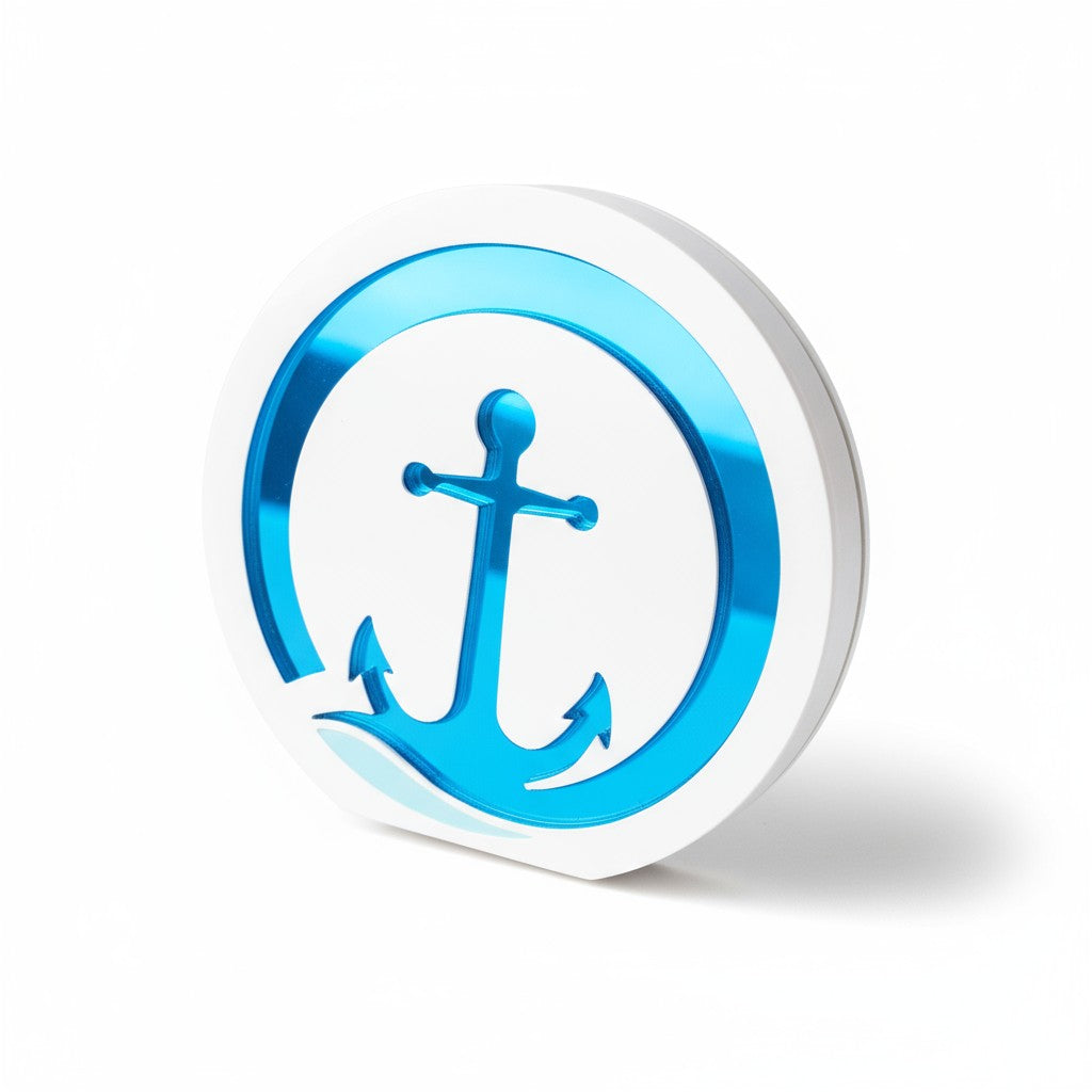 🤍✨ Άγκυρα Plexiglass Mirror – Επιτραπέζιο Χειροποίητο Γούρι