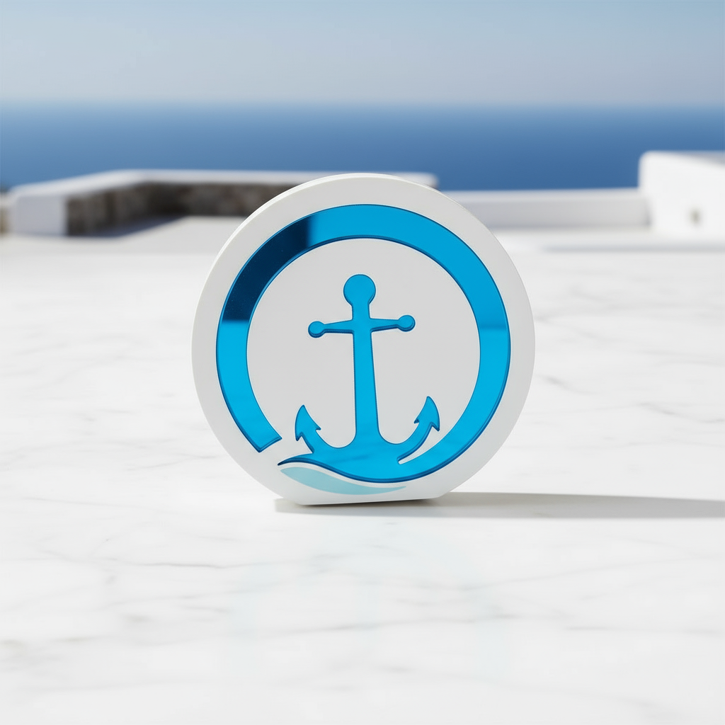 🤍✨ Άγκυρα Plexiglass Mirror – Επιτραπέζιο Χειροποίητο Γούρι