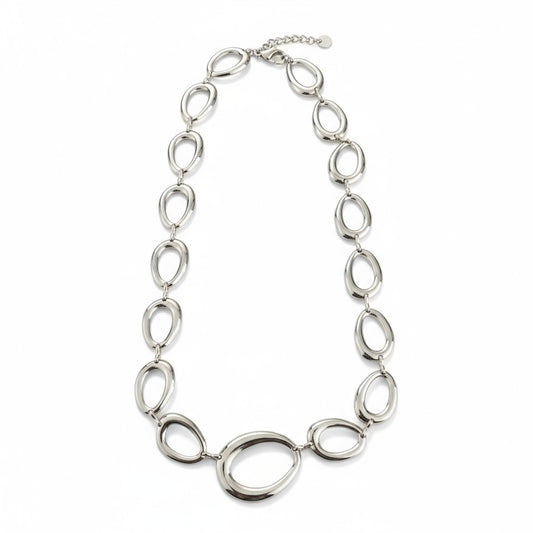 Ατσάλινο κολιέ Oval Link σε ασημί φινίρισμα So Cute by Dimi