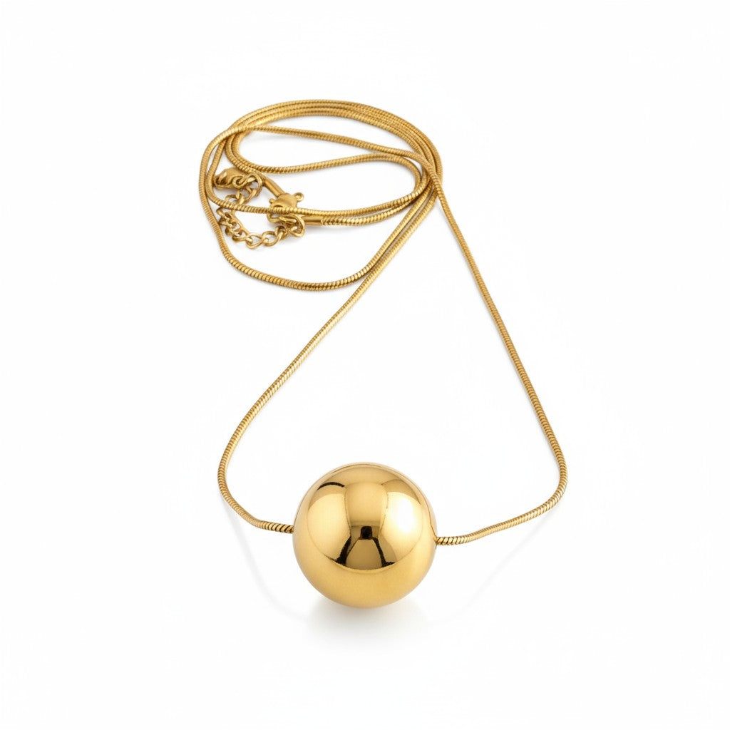 Κολιέ “Sphere Glow” – Ατσάλινο με σφαιρικό μοτίφ σε χρυσό ή ασημί | So Cute by Dimi Wholesale