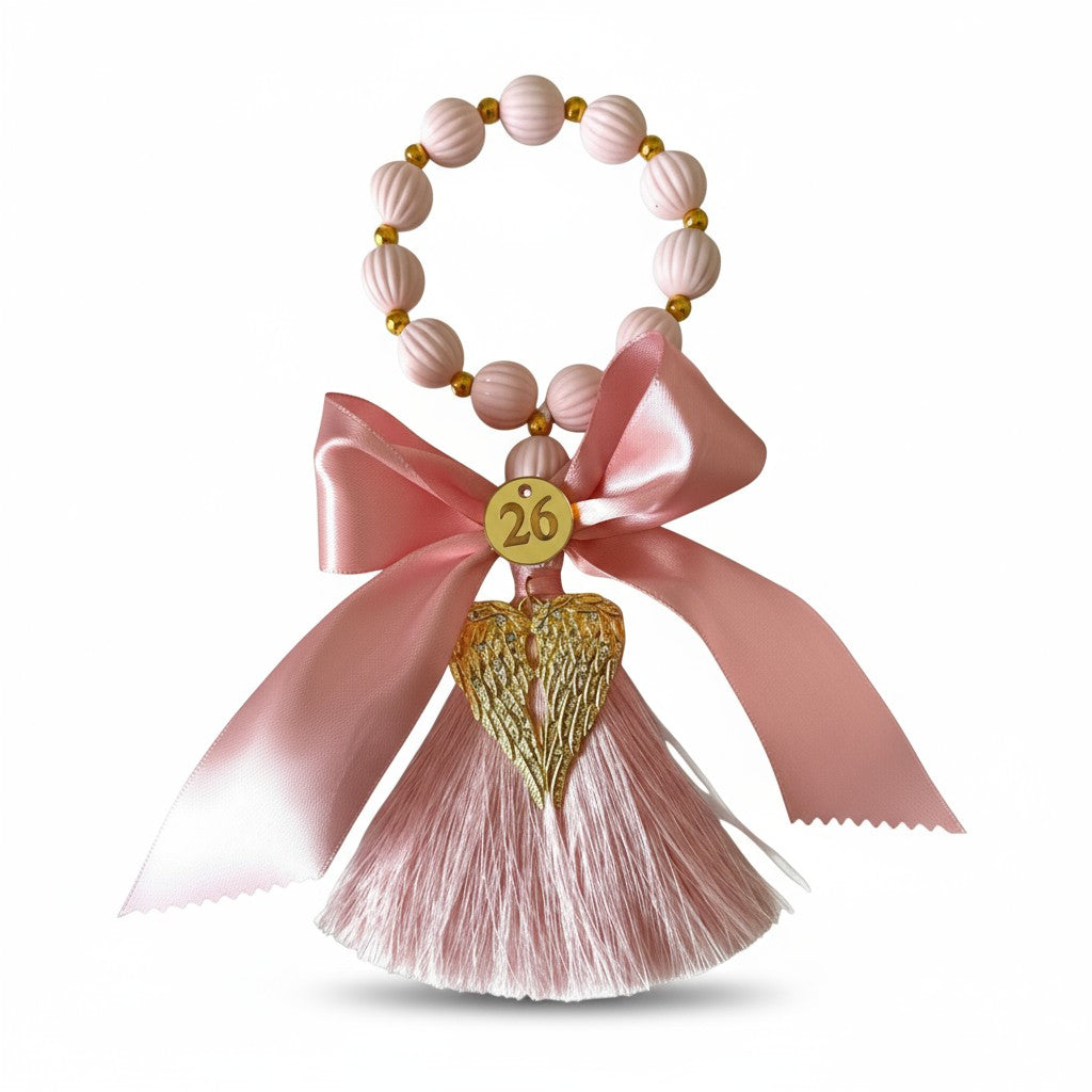 Χειροποίητο γούρι φτερά αγγέλου με στρας και φούντα – So Cute by Dimi Wholesale